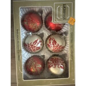 Vintage Lanissa Christmas Ornament Set West Germany‎ Set Of 6 Frosted In Box